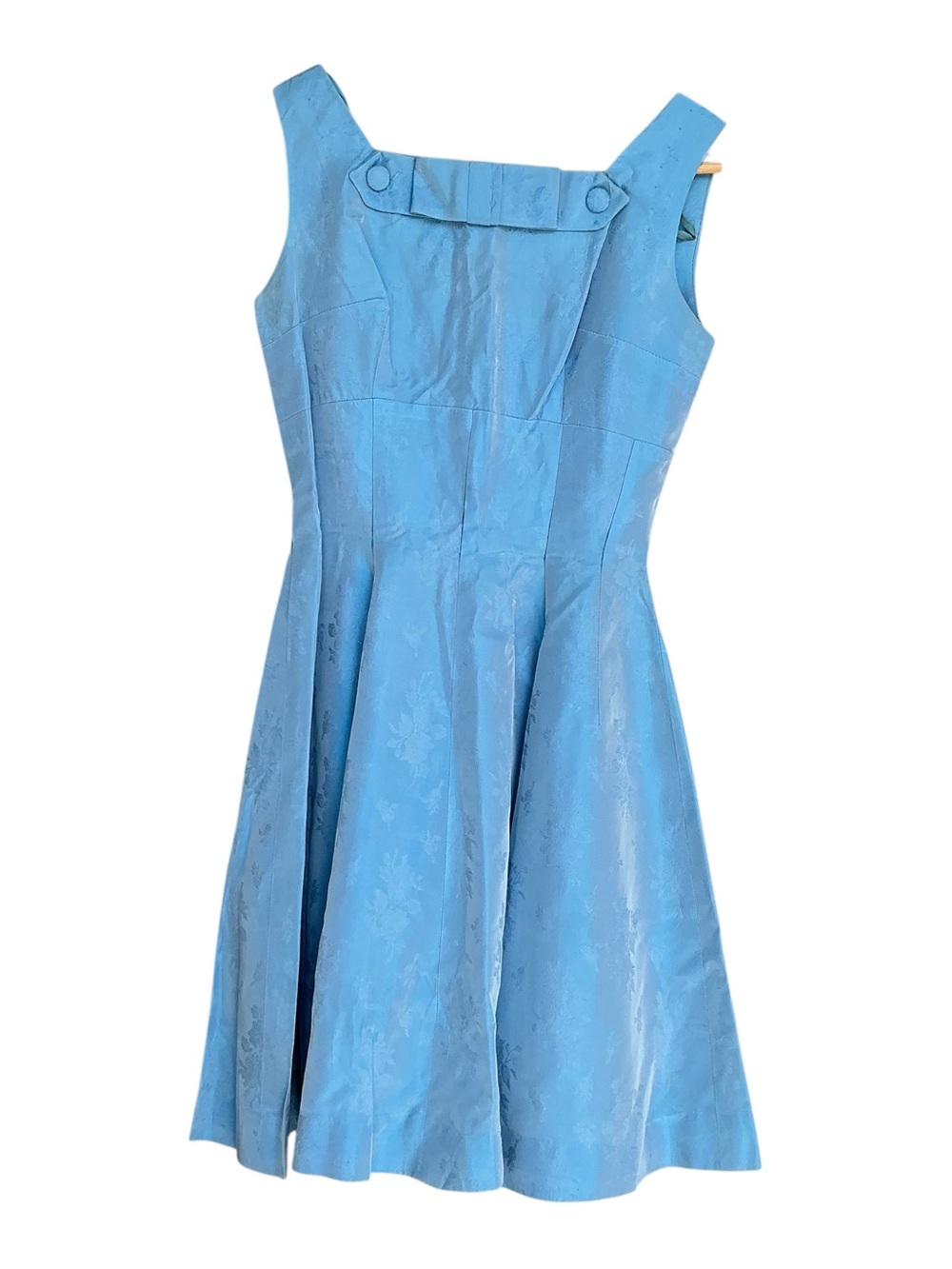 Vintage 1960s sky blue floral sleeveless mod dress USA made XS